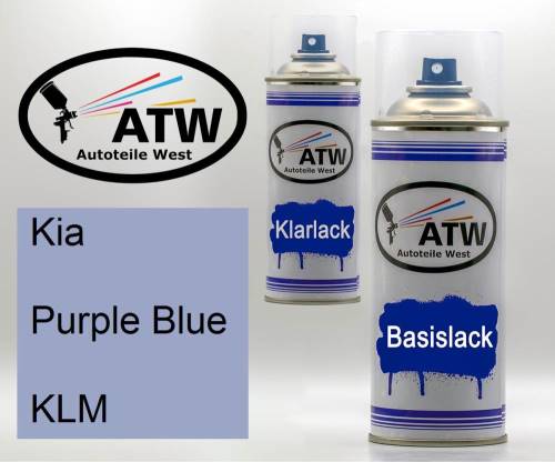 Kia, Purple Blue, KLM: 400ml Sprühdose + 400ml Klarlack - Set, von ATW Autoteile West.